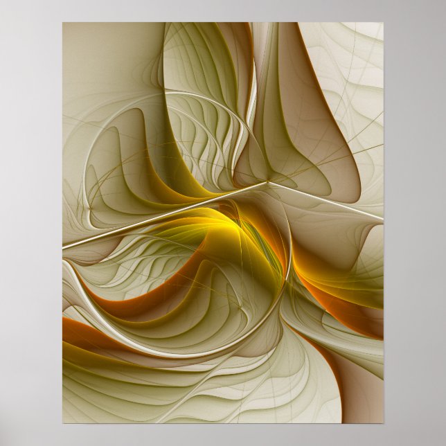 Colors of Precious Metals, Abstract Fractal Art Poster (Front)