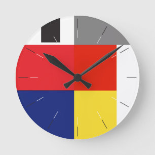 COLORS ROUND   red, yellow, blue, black, abstract Clock