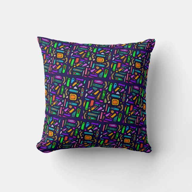 Colors & shapes pattern throw pillow (Front)