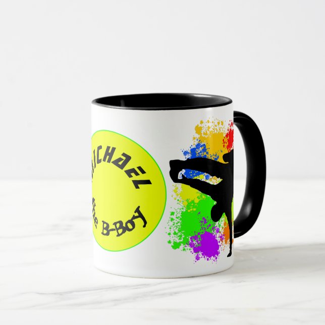 Colorsplash breakdancer personalized mug (Front Right)