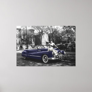 Colorsplash Woman 1950's Buick Roadmaster Car Auto Canvas Print