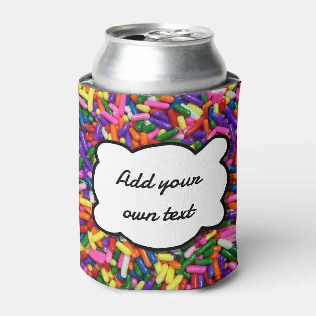 Colorufl Fun Candy Sprinkles Custom Text Can Cooler (Can Front)