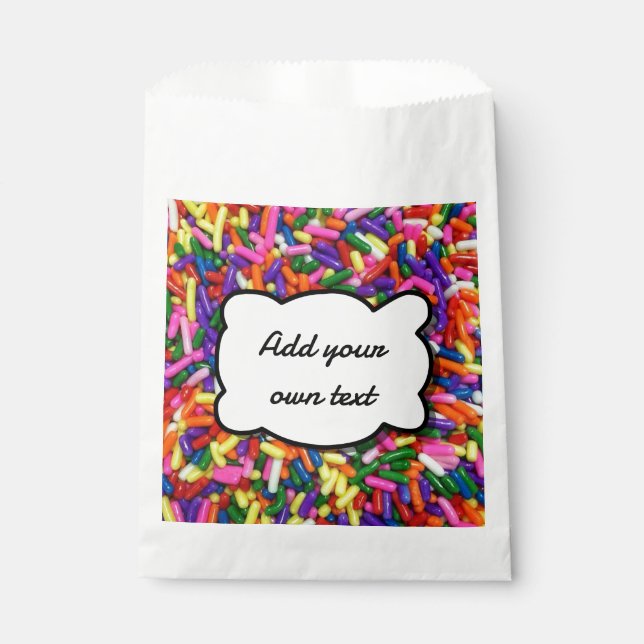 Colorufl Fun Candy Sprinkles Custom Text Favour Bag (Front)