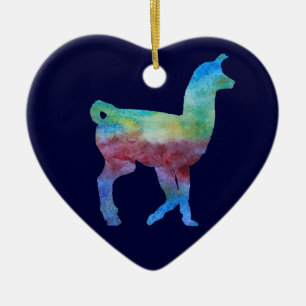 Colorwashed Llama Ceramic Ornament