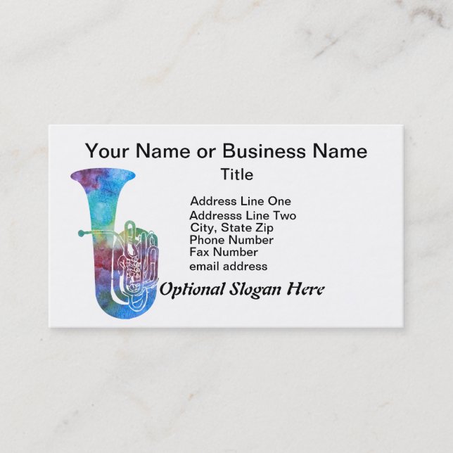 Colorwashed Tuba Business Card (Front)