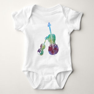 Colorwashed Violin and Cello Baby Bodysuit