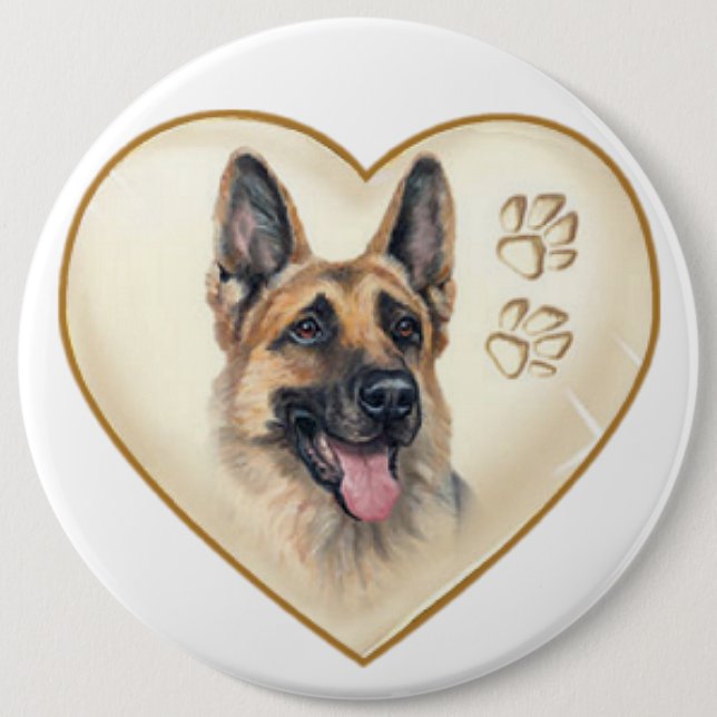 COLOSSAL 6 inch German Shepherd Button Pin (Front)