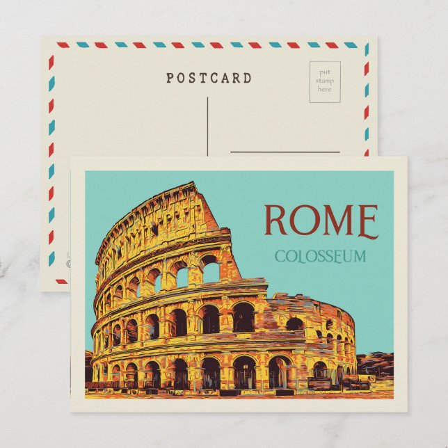 Colossal de Rome illustration Italie Carte postale (Devant / Derrière)