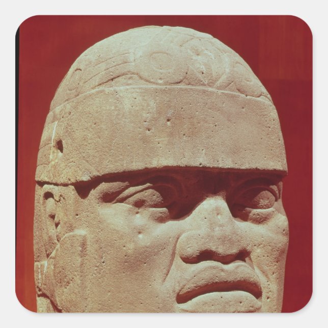 Colossal head, Olmec Square Sticker (Front)
