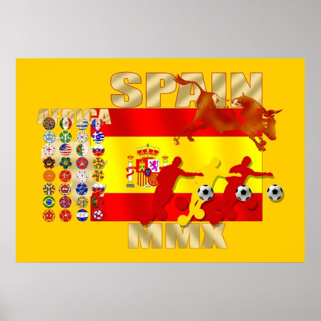 Colossal Spanish soccer Futbol Toro flag Poster (Front)