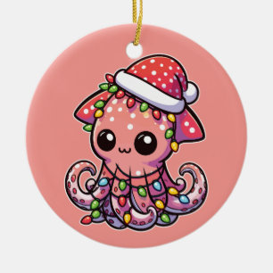 colossal squid Merry Christmas Winter Animals Ceramic Ornament
