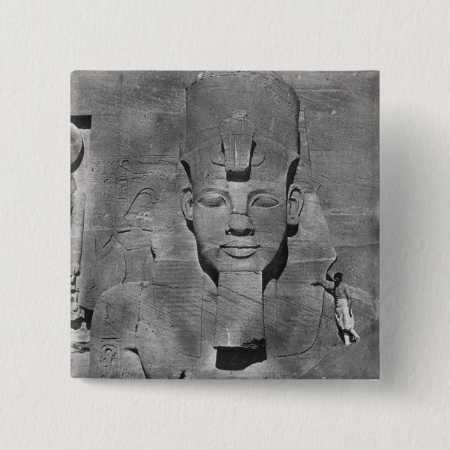 Colossal statue of Ramesses II at Abu Simbel, 1850 2 Inch Square Button (Front)