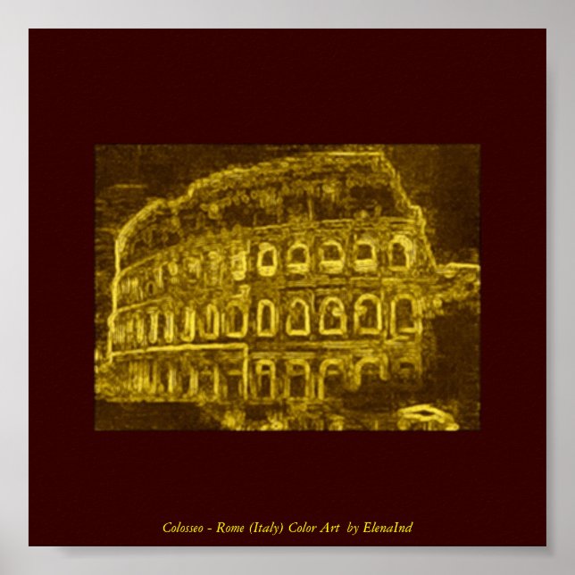 Colosseo Neon Color Art Poster (Front)