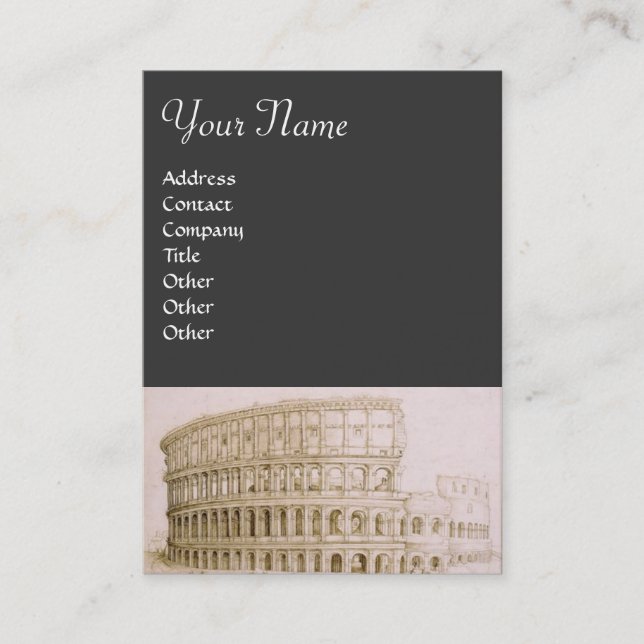 COLOSSEUM /Antique Architecture,Architect Grey Business Card (Front)