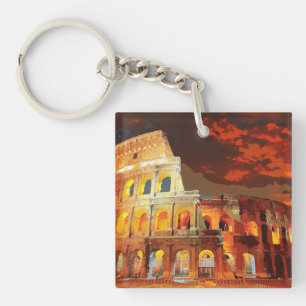 Colosseum Italy Rome Travel Art Vintage Keychain