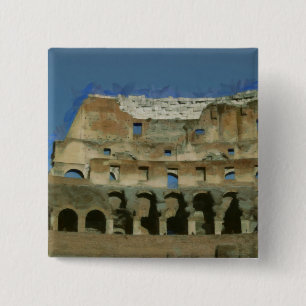 Colosseum painting, Rome 2 Inch Square Button