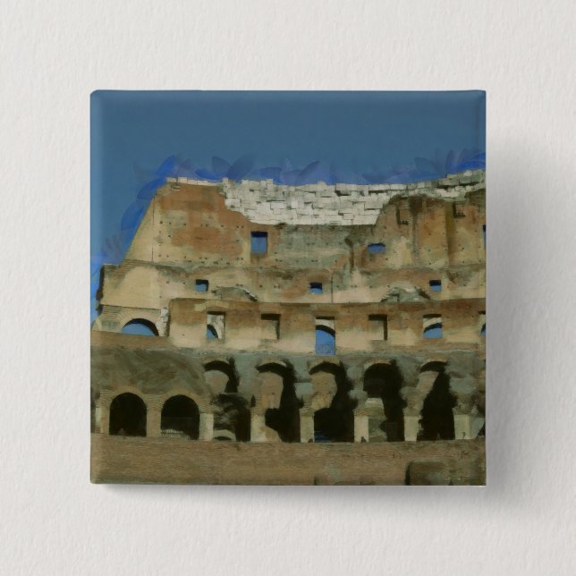 Colosseum painting, Rome 2 Inch Square Button (Front)
