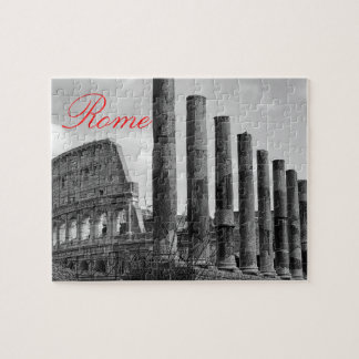 Colosseum Rome Italian Travel Photo Black & White Jigsaw Puzzle