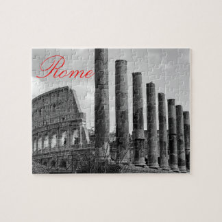 Colosseum Rome Italian Travel Photo Black & White Jigsaw Puzzle