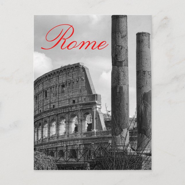 Colosseum Rome Italian Travel Photo Black & White Postcard (Front)