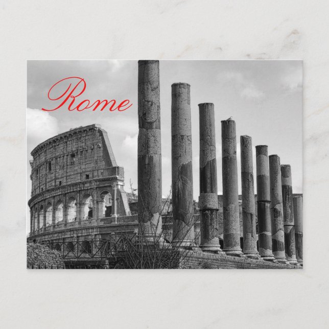 Colosseum Rome Italian Travel Photo Black & White Postcard (Front)