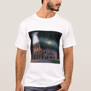 Colosseum Rome Italy Meets Space and UFO T-Shirt