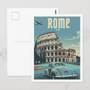 Colosseum Rome Italy Vintage Famous Travel Place Postcard