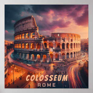 Colosseum Rome Italy Vintage Travel Poster