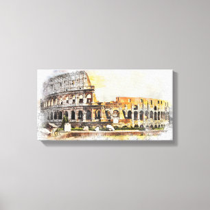 Colosseum Rome Ruin Arena Canvas Art Draw Painting