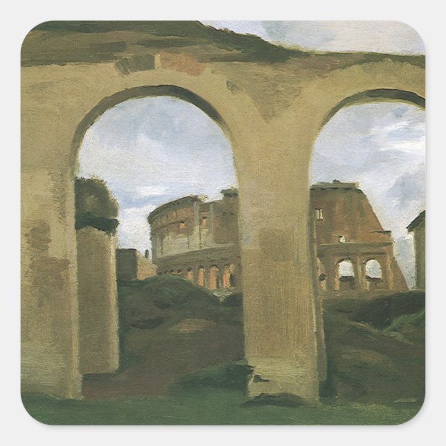 Colosseum Seen through the Arcades in Rome, Italy Square Sticker (Front)