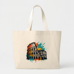 Colosseum Street Art – Colourful Rome Landmark Large Tote Bag