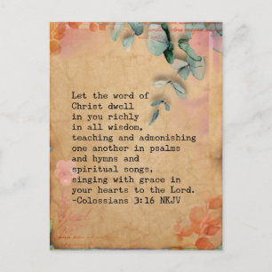 Colossians 3:16 NKJ Bible Verse Image Postcard