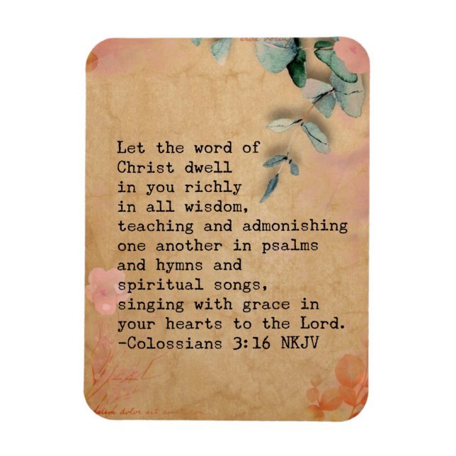 Colossians 3:16 NKJV Bible Verse  Magnet (Vertical)