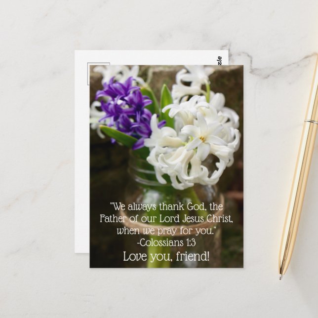 Colossiens 1:3 Carte postale Hyacinthe (Devant/Arrière en situation)