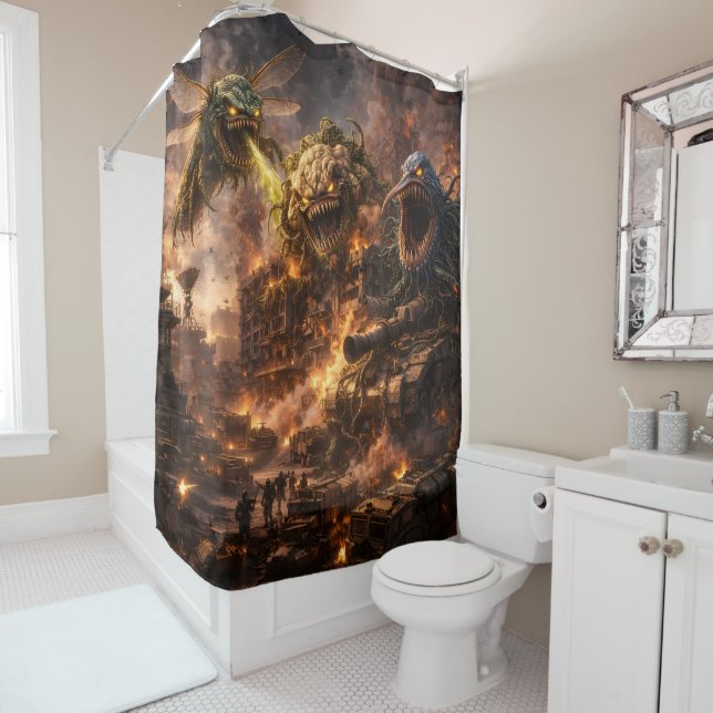 Colossus mayhem shower curtain/creature feature (In Situ)