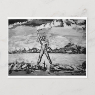 Colossus of Rhodes Black and White Postcard