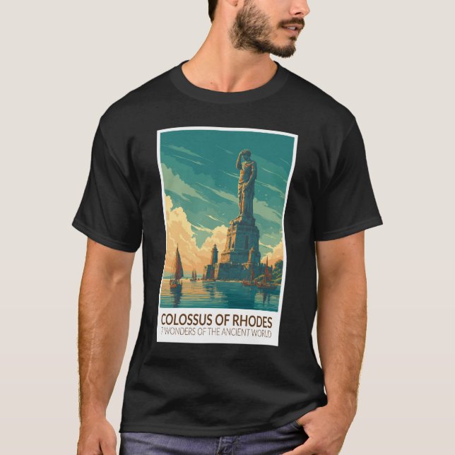Colossus of Rhodes Seven Wonders of the World Art T-Shirt (Front)