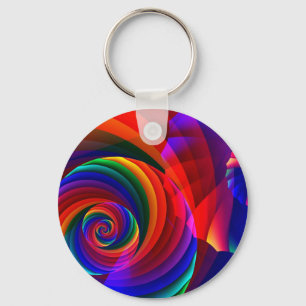 Colour 7 Cool Modern Abstract Fractal Art Keychain