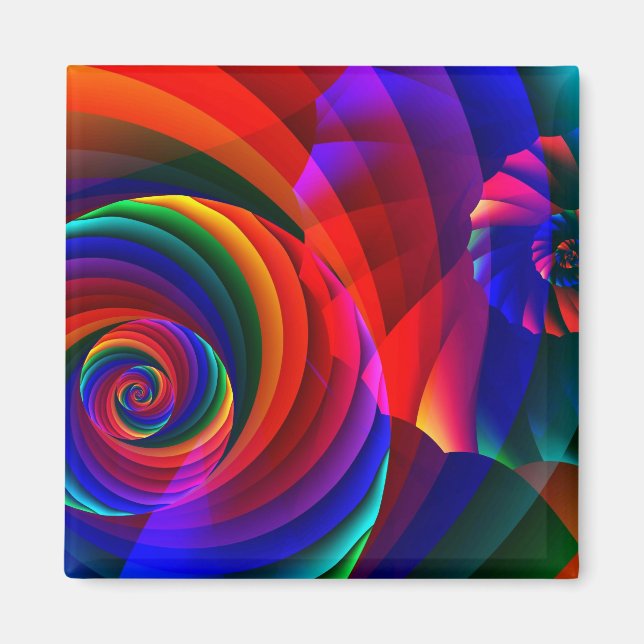 Colour 7 Cool Modern Abstract Fractal Art Magnet (Front)