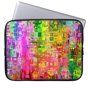 Colour abstract artifact pixel laptop sleeve