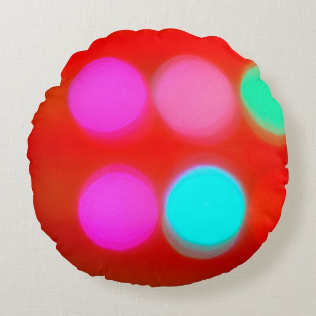 Colour Abstract Blurred red background bokeh light Round Pillow (Front)
