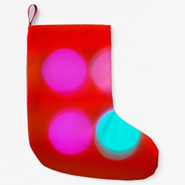 Colour Abstract Blurred red background bokeh light Small Christmas Stocking (Front)