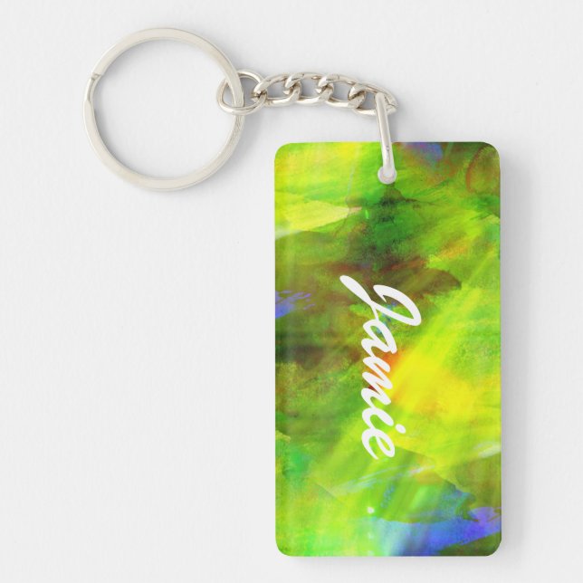 colour abstract seamless background green, yellow keychain (Front)