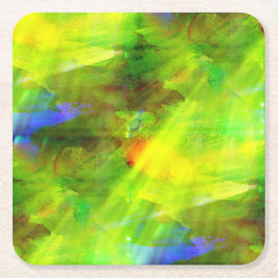 colour abstract seamless background green, yellow square paper coaster