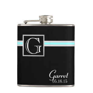 Colour Accent Stripe and Monogram Hip Flask