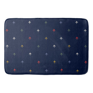 Colour Airplanes Aligned Side by Side Blue Bath Mat