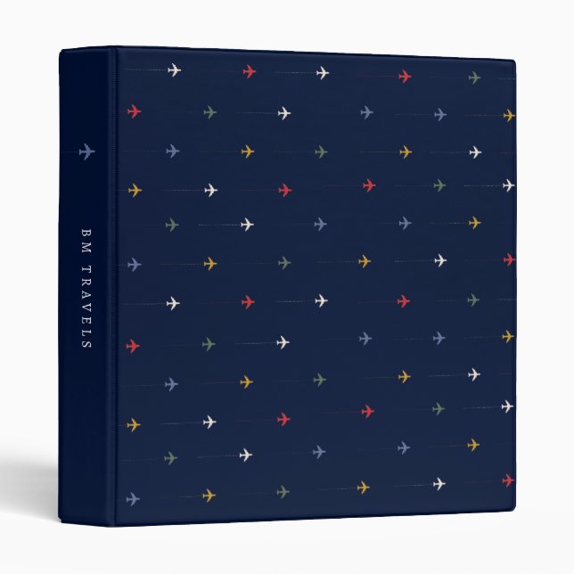Colour Airplanes Aligned Side by Side Travels Binder (Front/Spine)