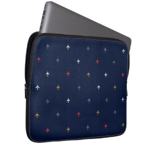 Colour Airplanes Dark Blue Patterns Laptop Sleeve