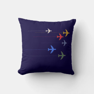 colour airplanes throw pillow