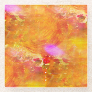 colour art seamless background yellow, orange glass coaster